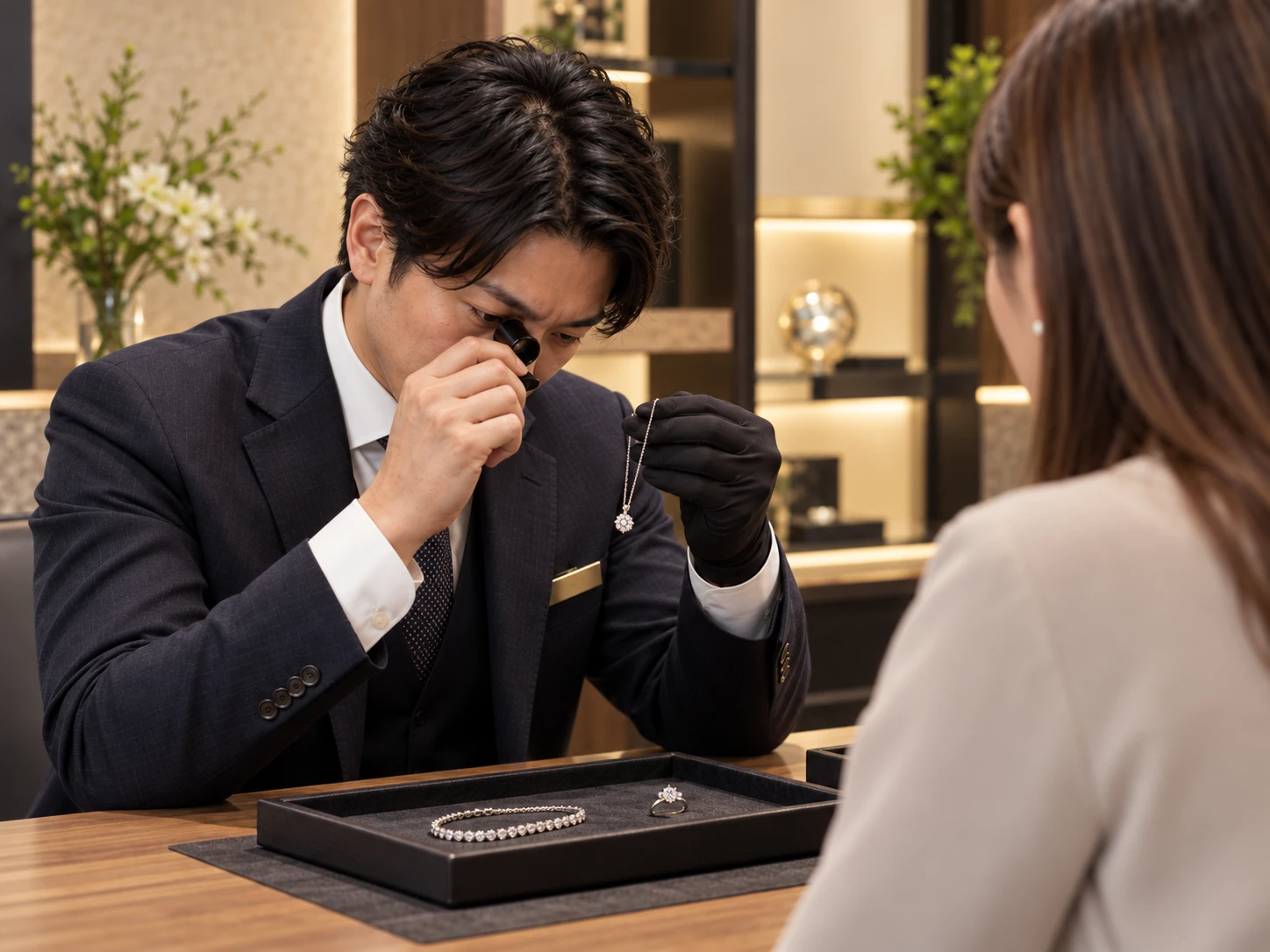 鑑定士がお品物を査定する様子