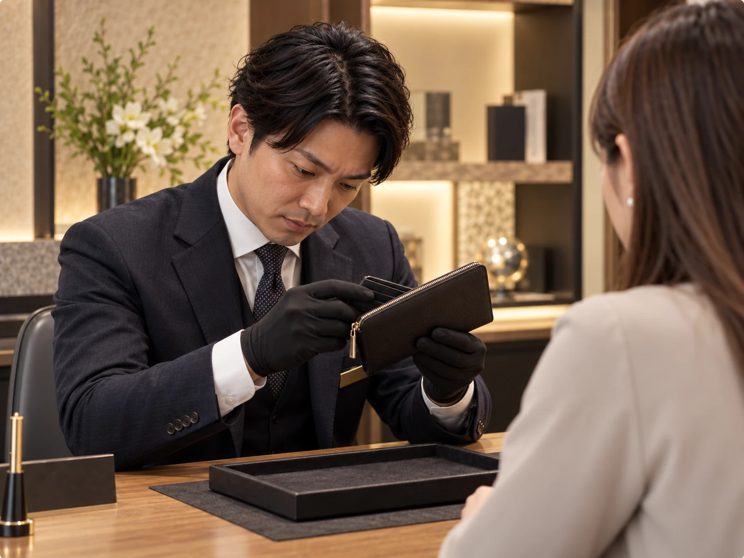 鑑定士がお品物を査定する様子